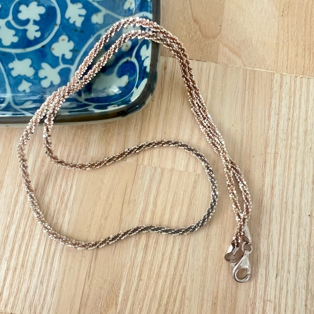925 Sterling silver rose gold tone margarita chain necklace